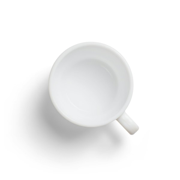 A plain white ceramic mug
