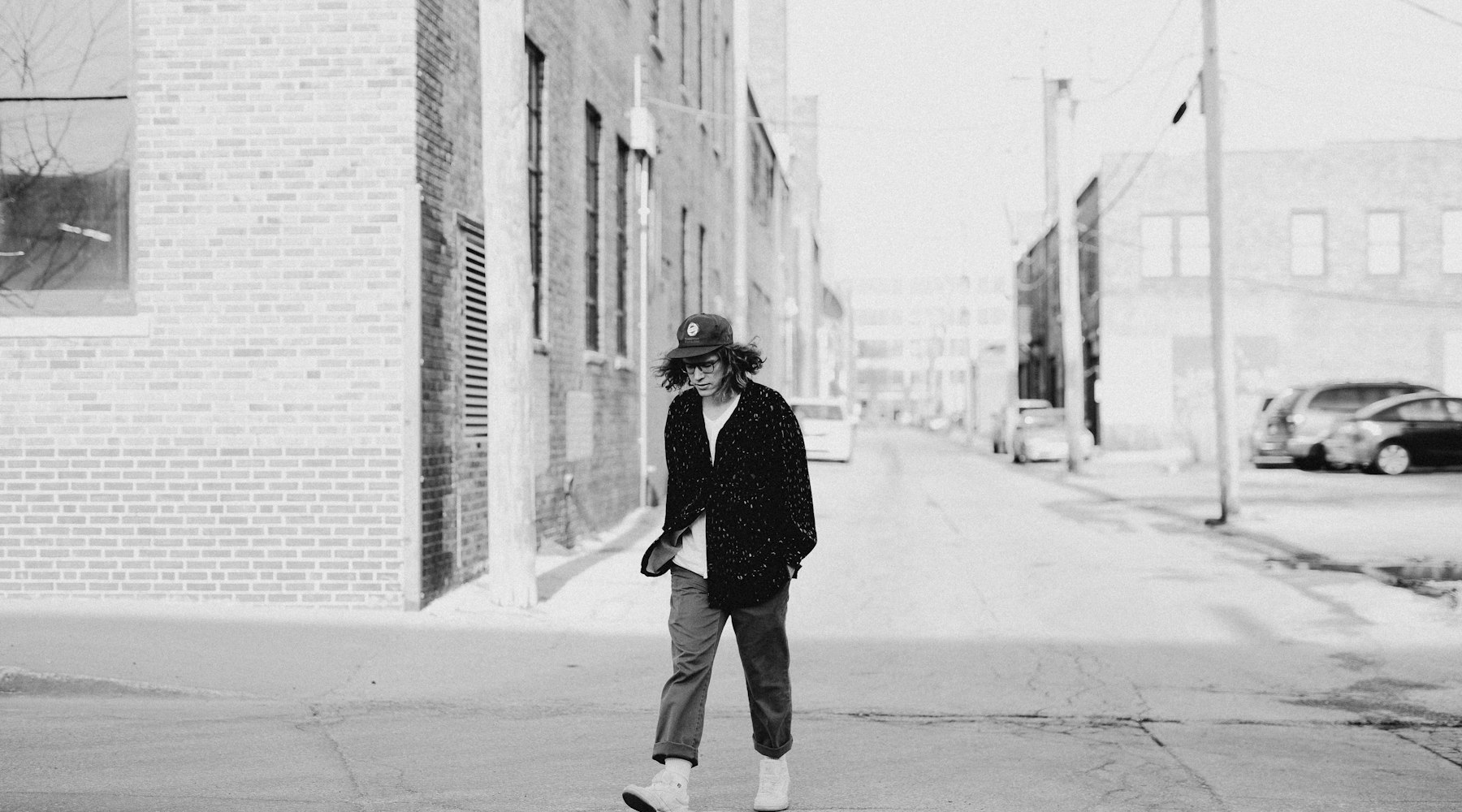 A person walking down a city street